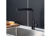 Смеситель д/кухни черный F6096-6 выдвижная лейка (Ø35, на гайке) FRAP