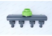 Планка адаптер распределительная с 4-мя запорными кранами ABS PL-463 PLAMIX