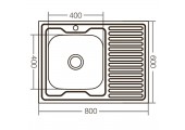 Мойка накладная Z8060L-06-160E Satin без сифона Zerix 