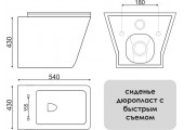 Унитаз подвесной SM9310 безободковый, сиденье тонкое ДП Eva Gold